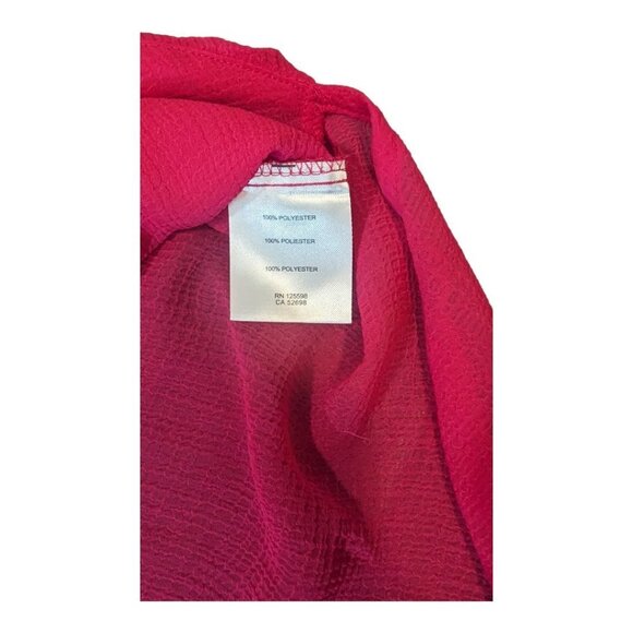Adrienne Vittadini Hot Barbie Pink Wrap Style High Low Sheer Blouse Size Medium - Picture 11 of 13
